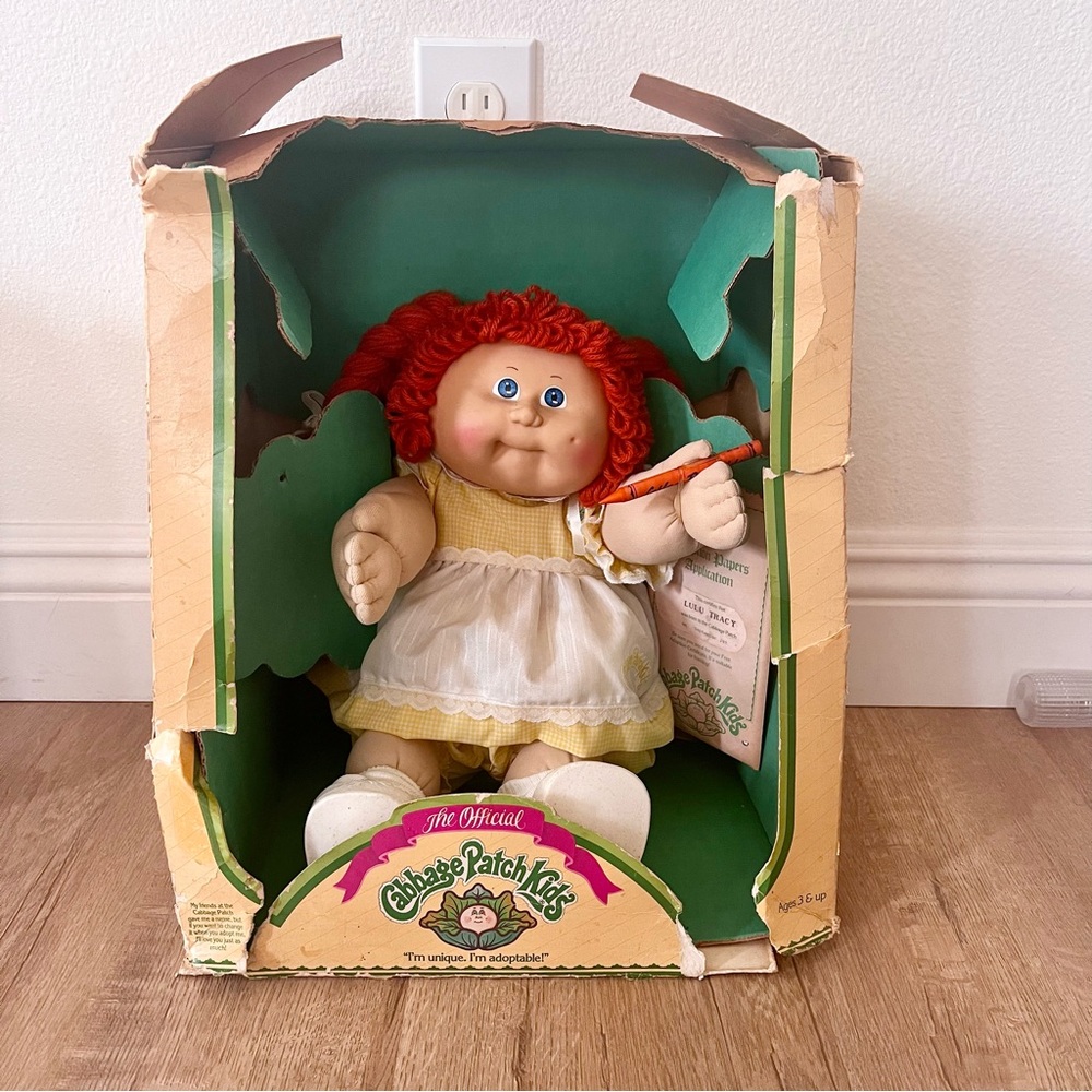 RARE 1985 Cabbage Patch Kids Doll,  Red Hair Blue Eyes Sigle‎ Dimple, Lulu Tracy